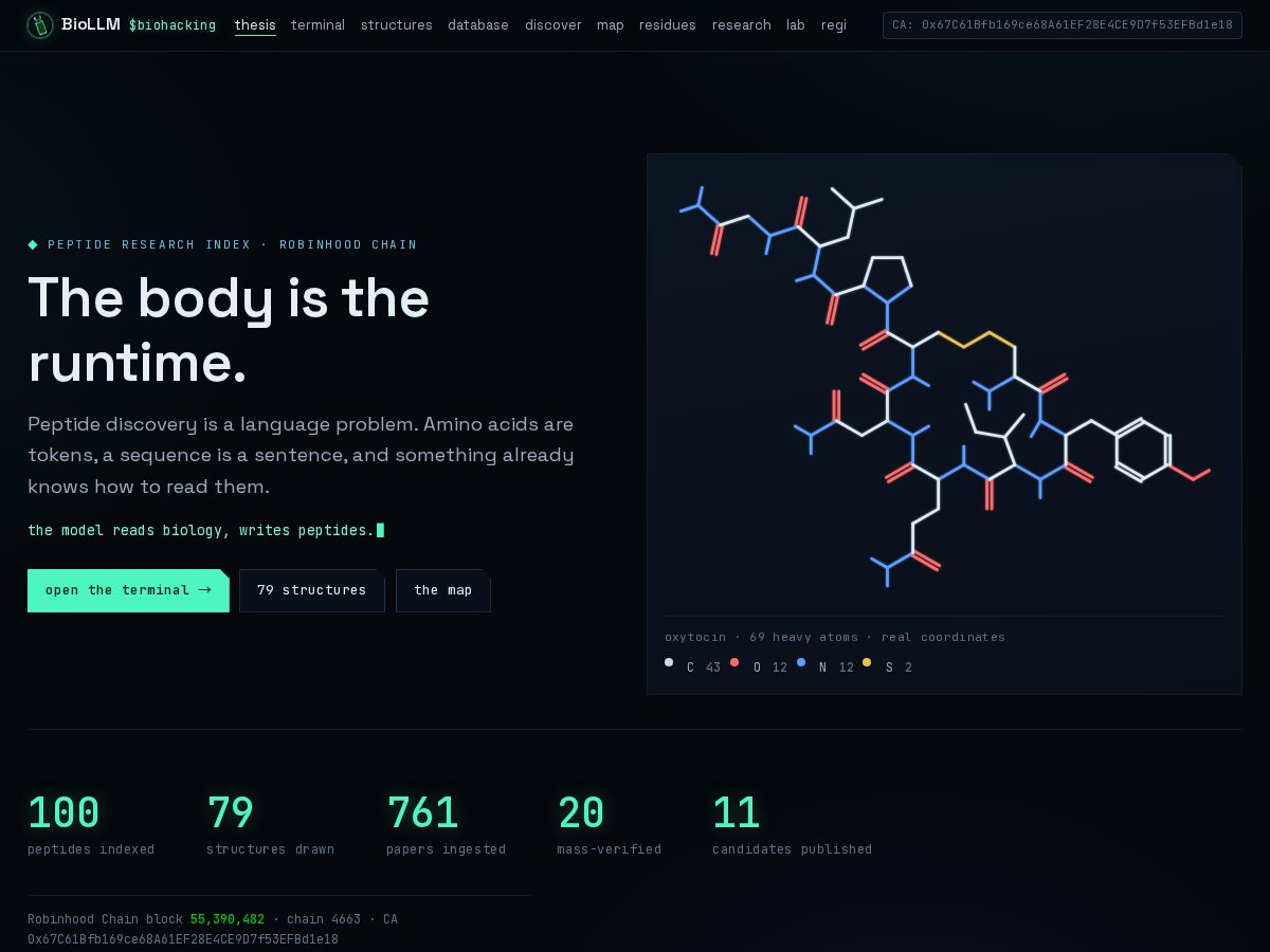 Landing-page snapshot of biollm.tech