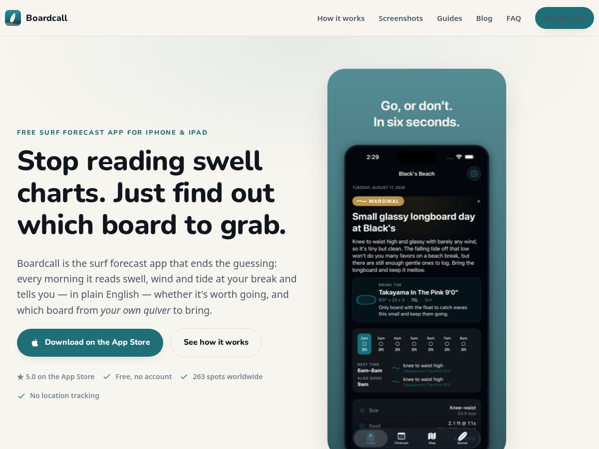 Landing-page snapshot of boardcall.app