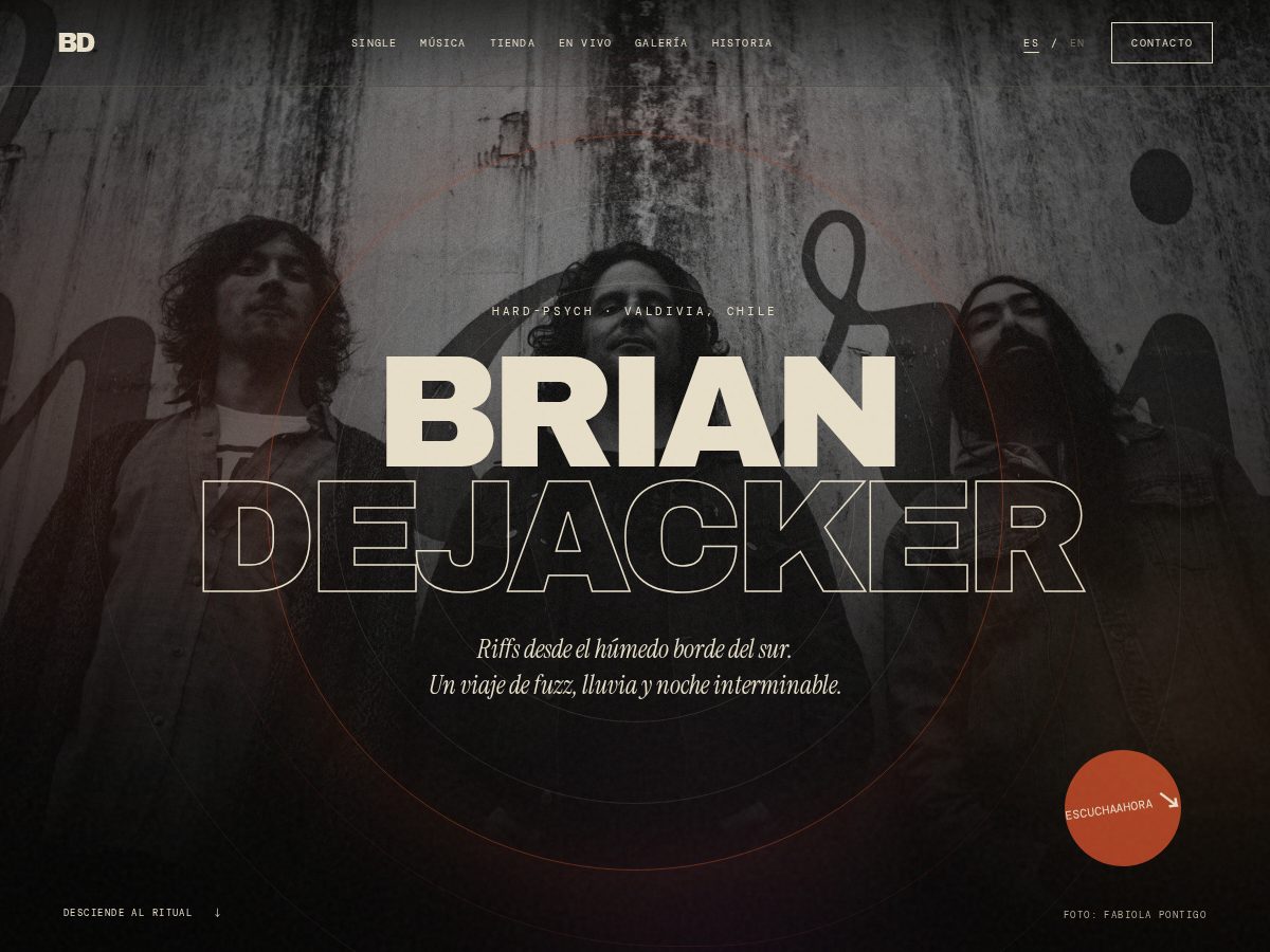 Landing-page snapshot of briandejacker.com