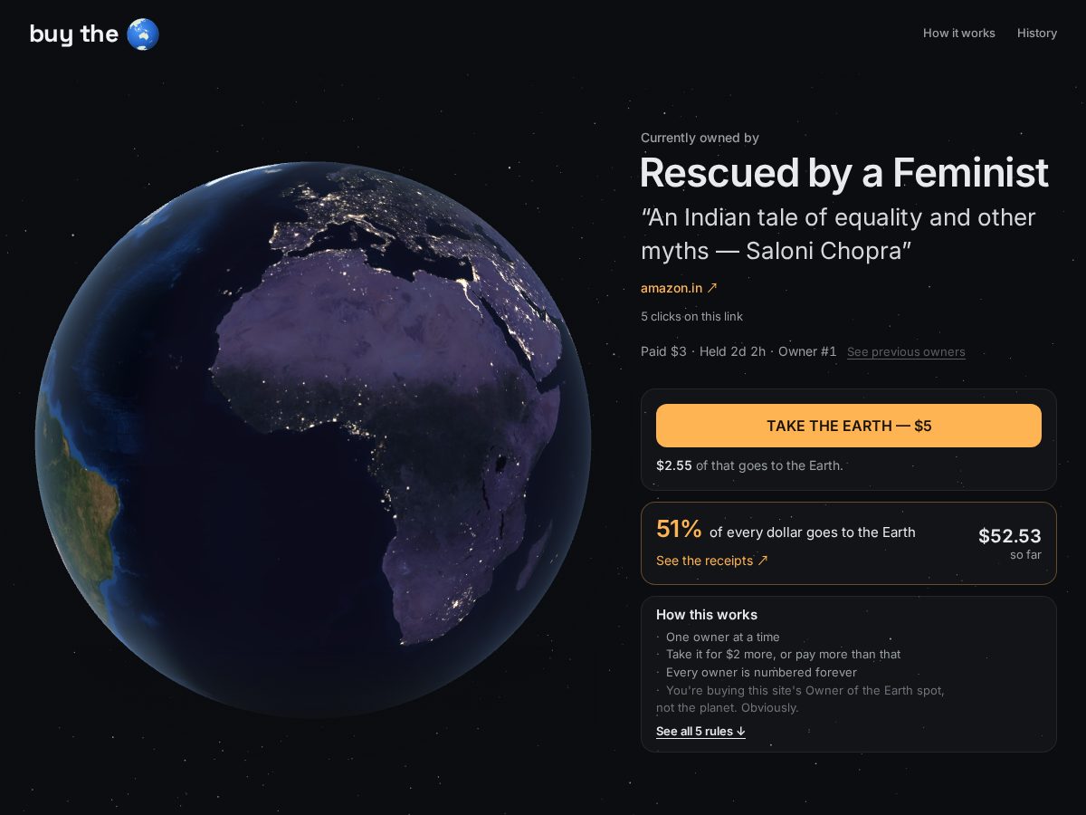 Landing-page snapshot of buythe.earth