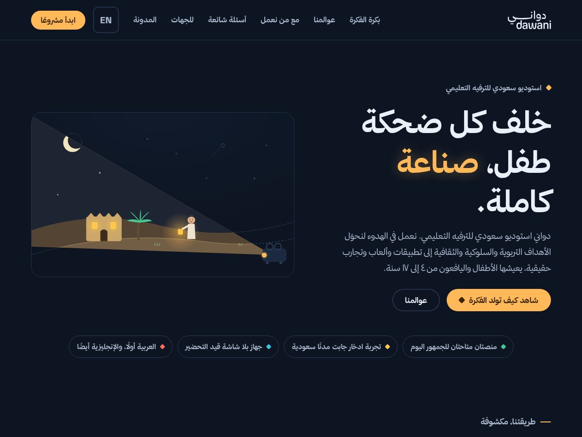 Landing-page snapshot of bydawani.com