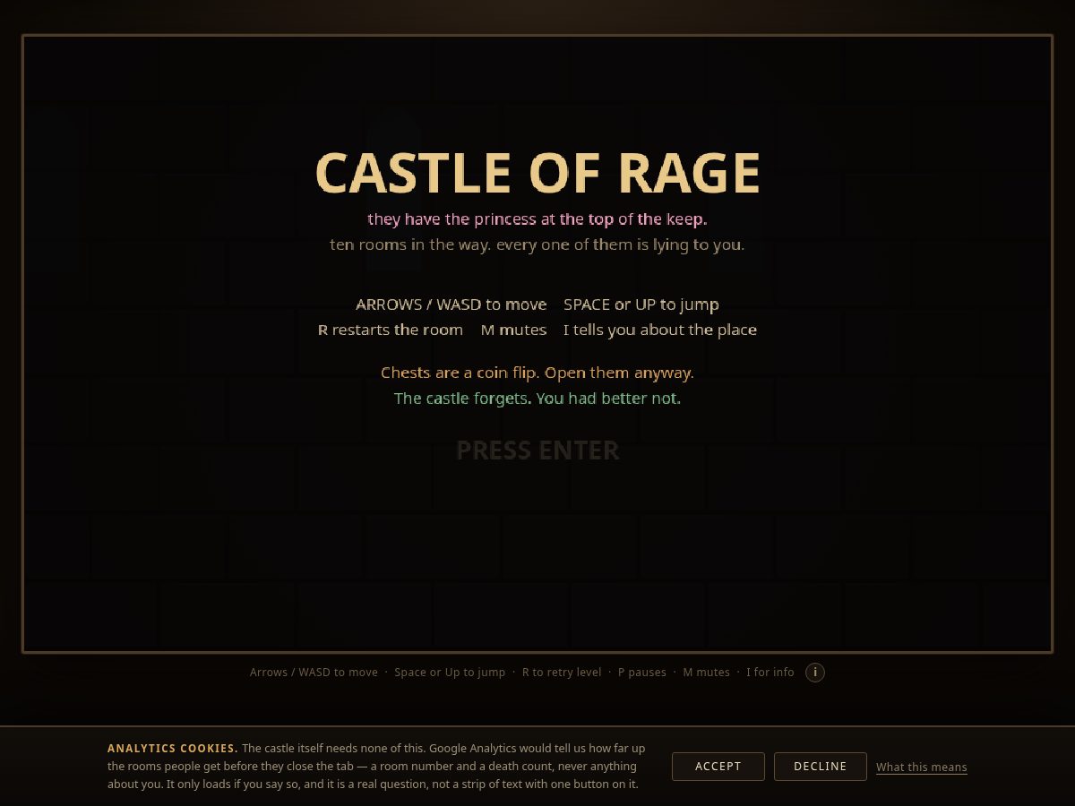 Landing-page snapshot of castleofrage.com