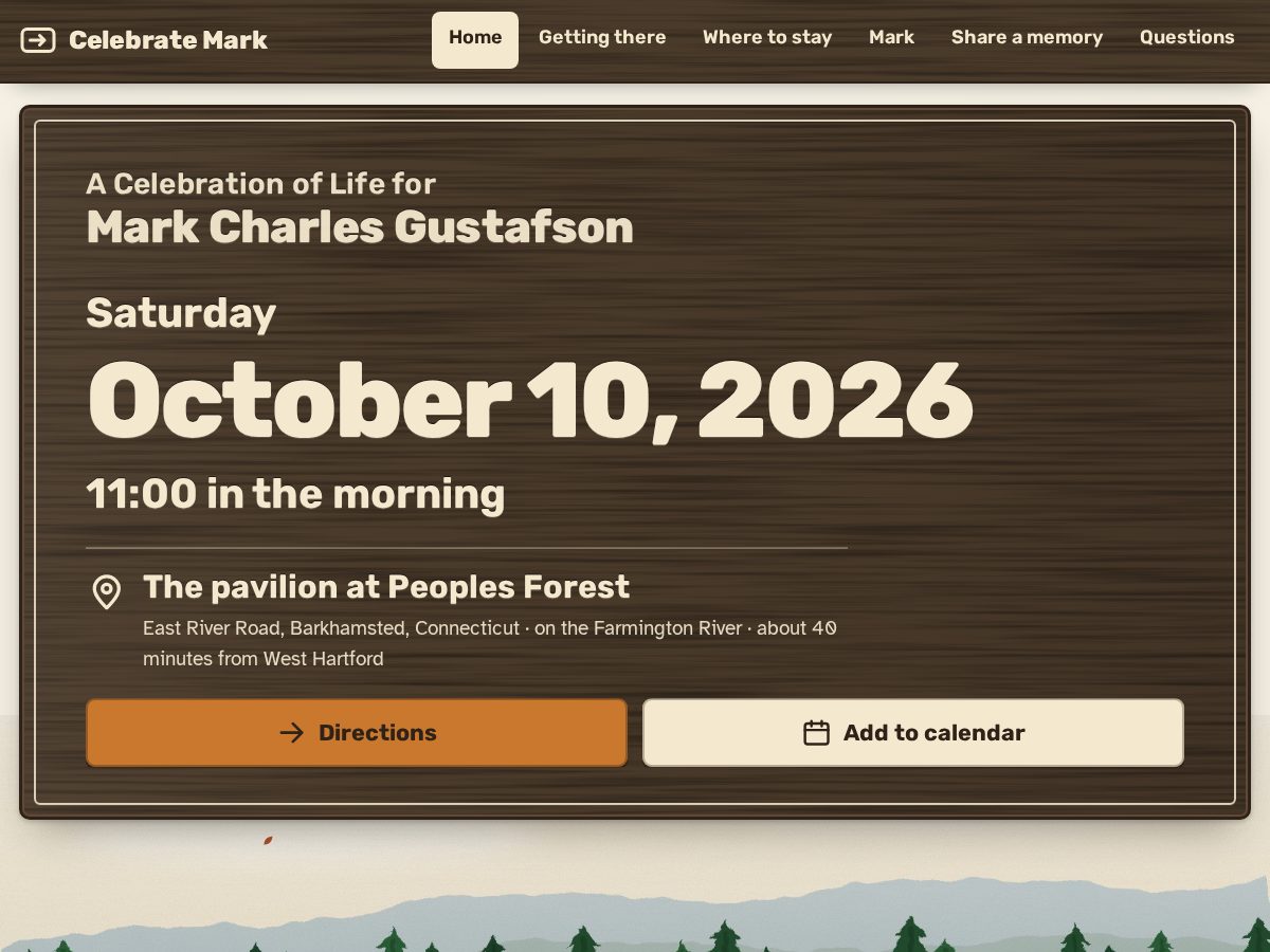 Landing-page snapshot of celebratemark.life