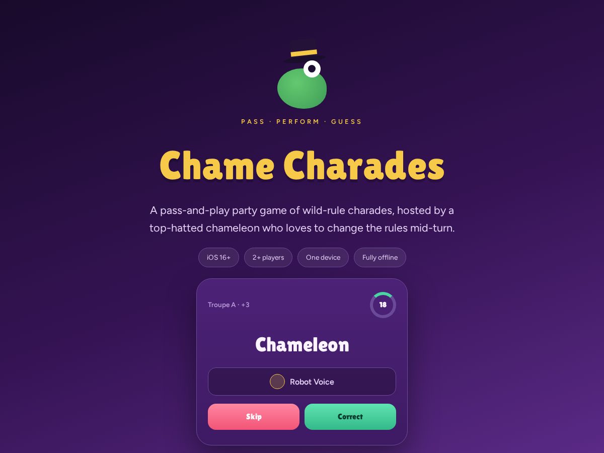 Landing-page snapshot of chamecharades.sbs
