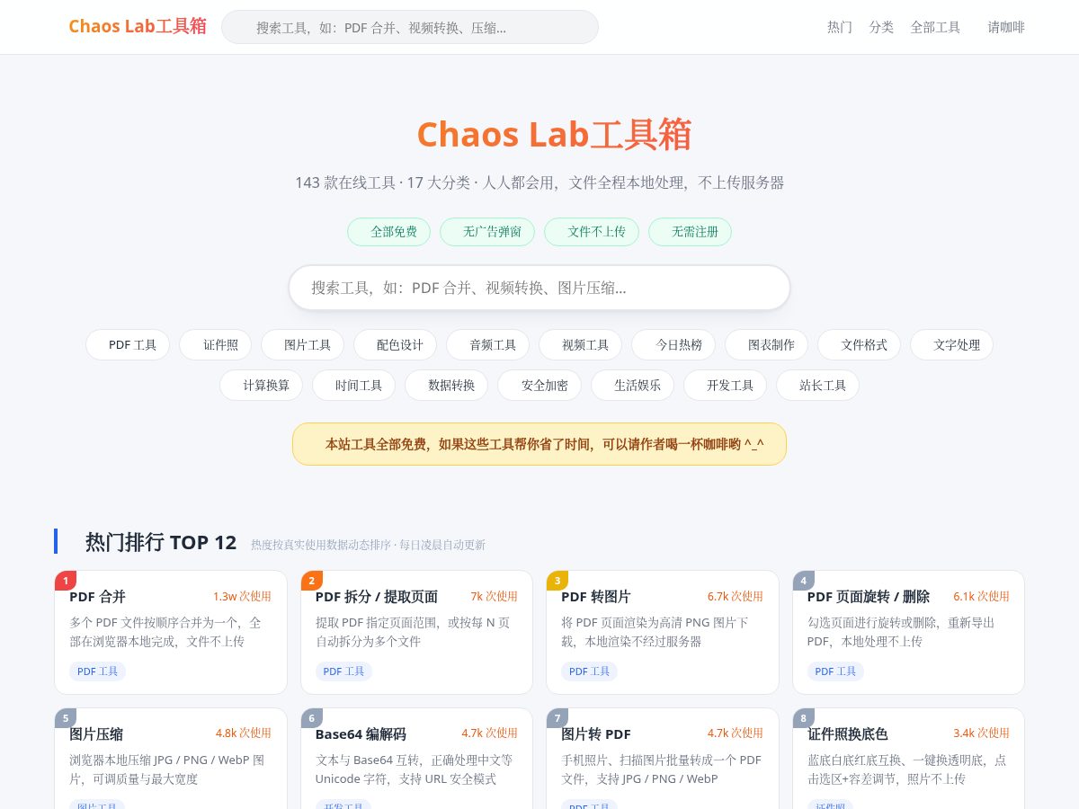 Landing-page snapshot of chaoslab.app