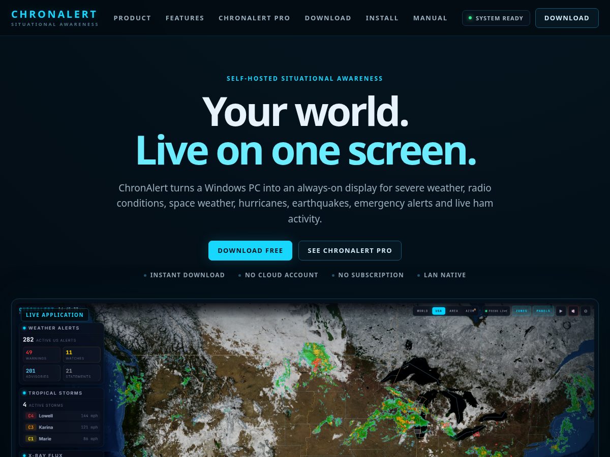 Landing-page snapshot of chronalert.com