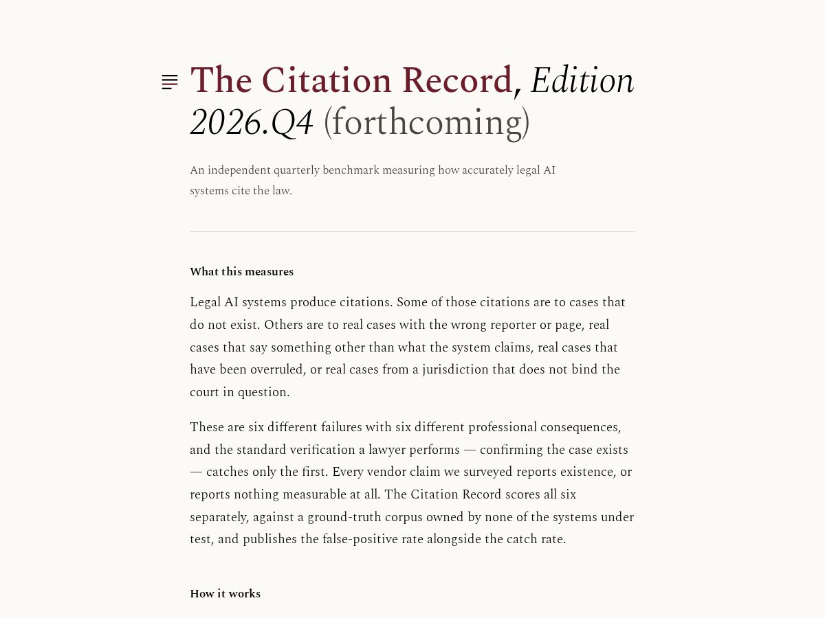 Landing-page snapshot of citationrecord.org