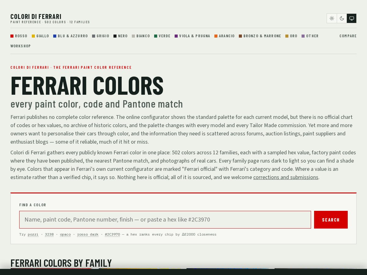 Landing-page snapshot of colori.info