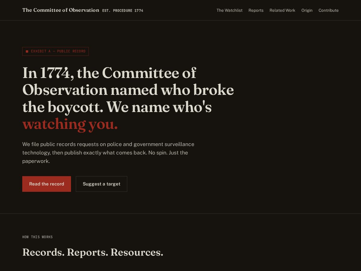 Landing-page snapshot of committeeofobservation.com