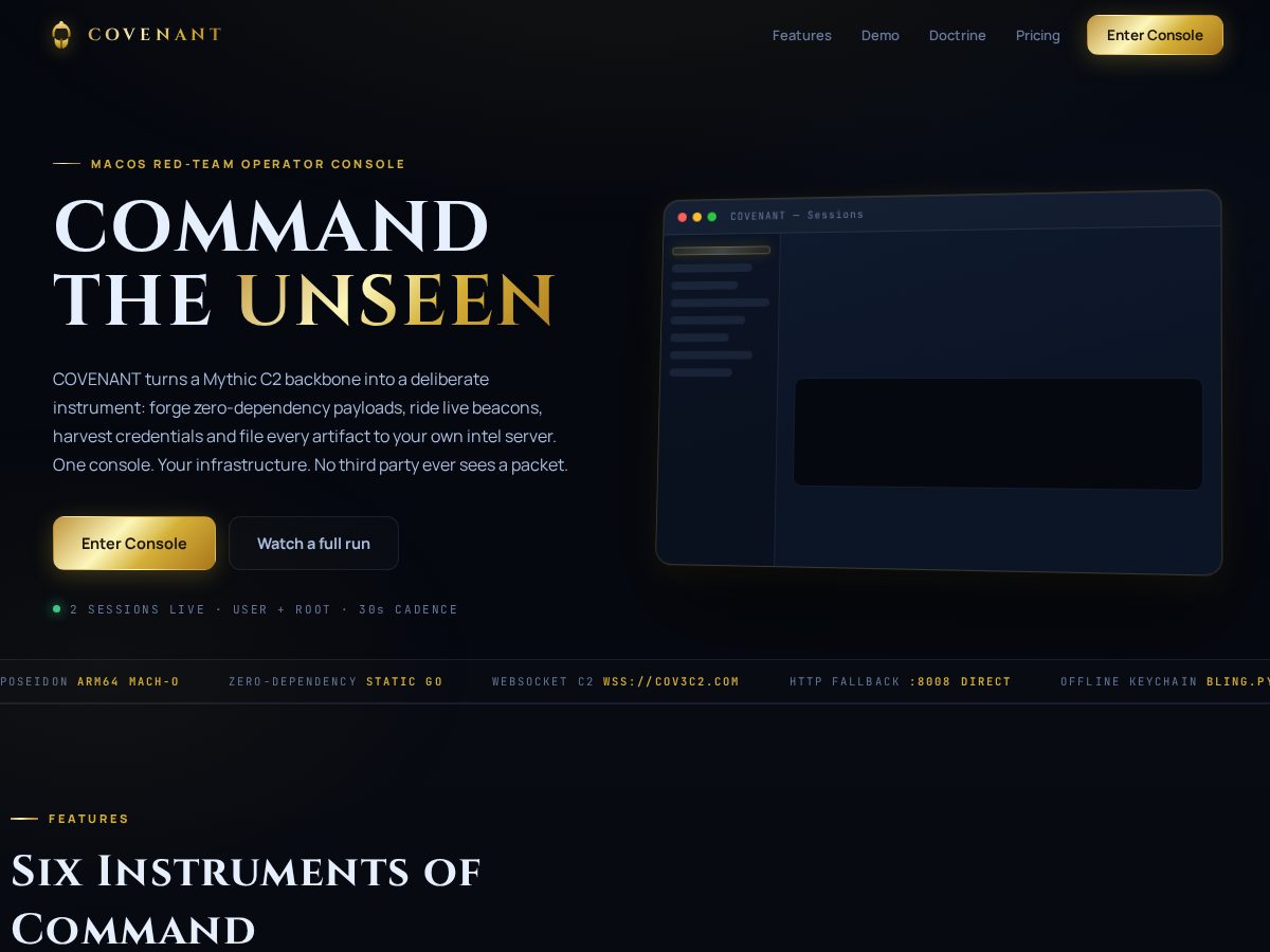 Landing-page snapshot of cov3c3.com