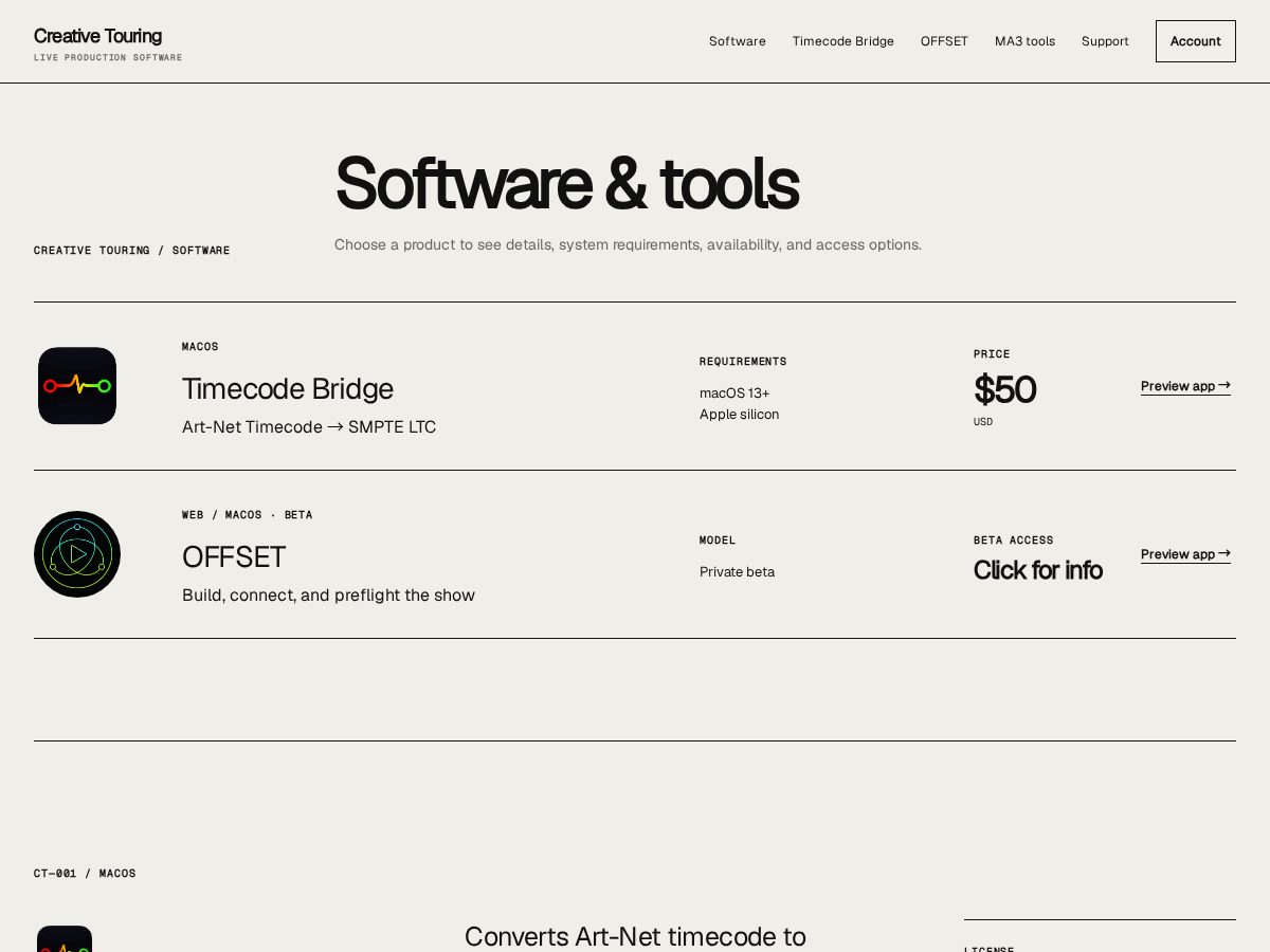 Landing-page snapshot of creativetouring.app
