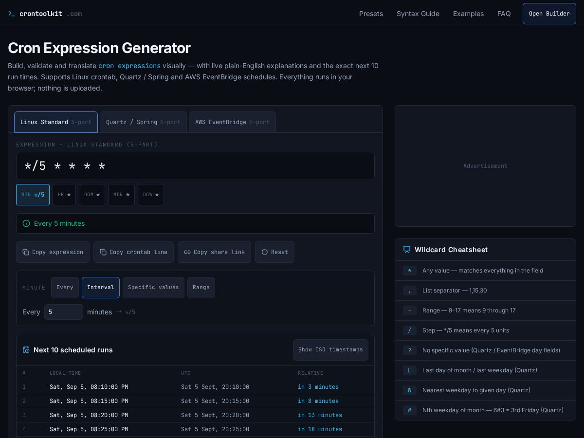 Landing-page snapshot of crontoolkit.com