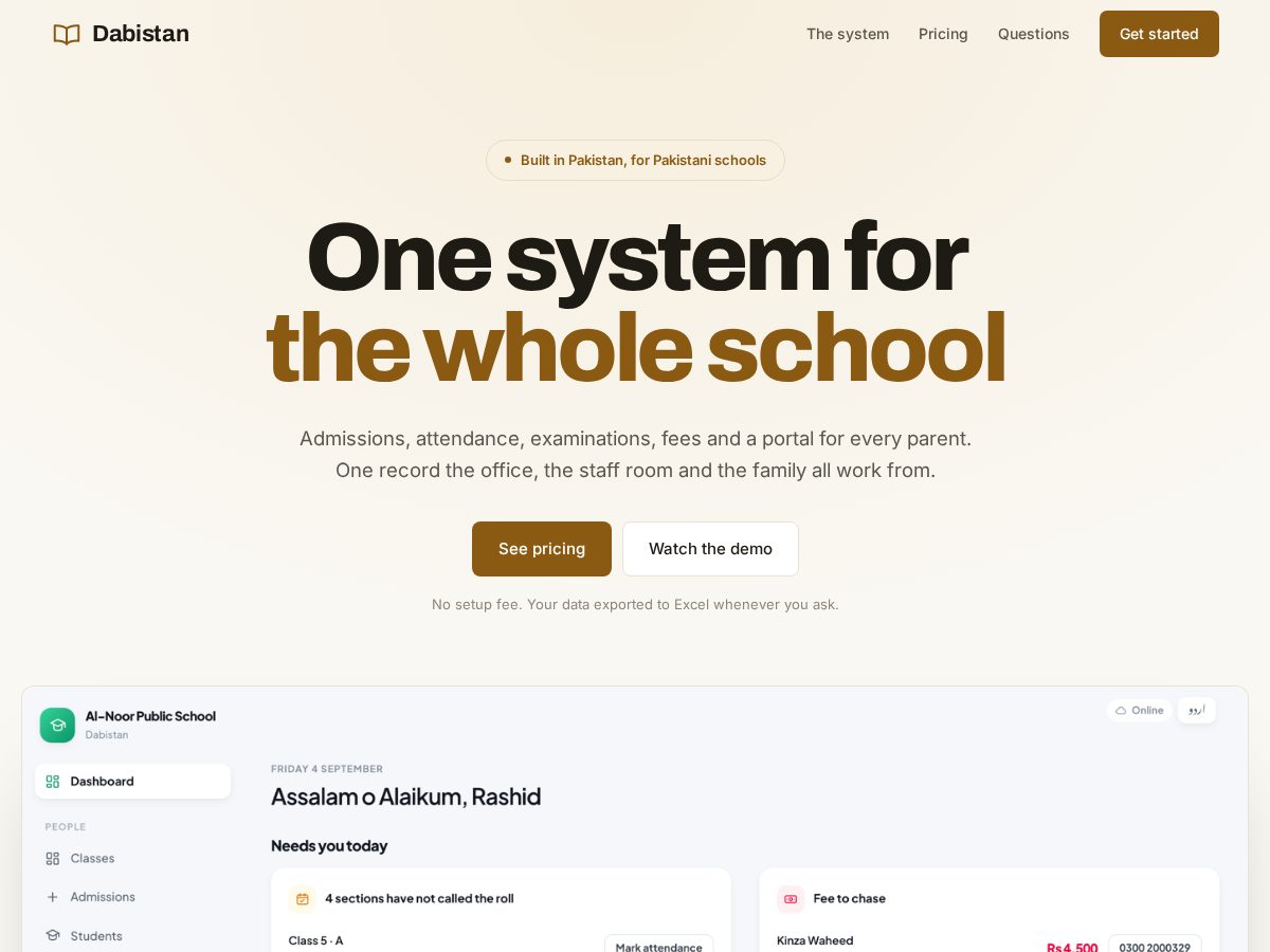 Landing-page snapshot of dabistan.org