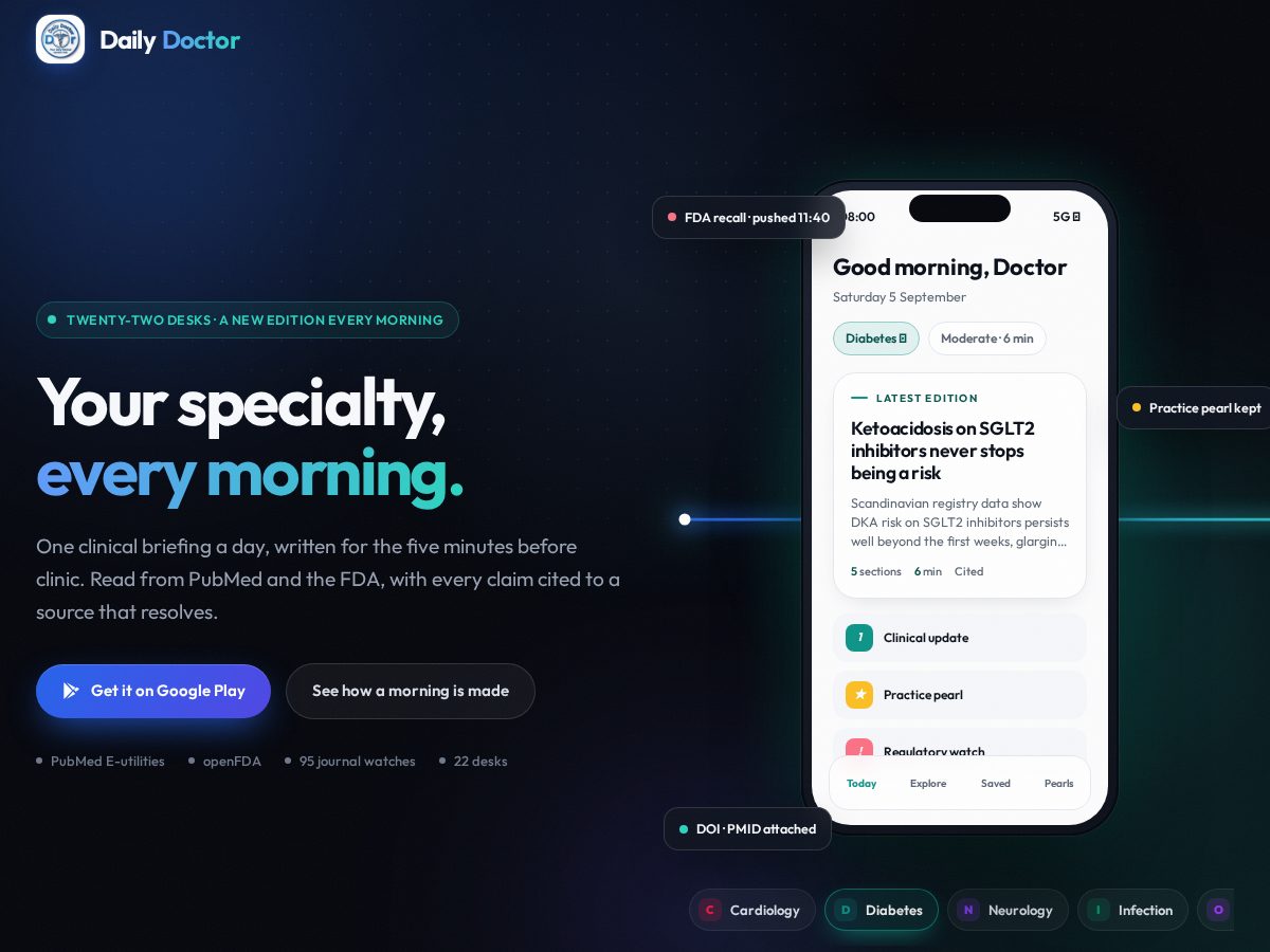 Landing-page snapshot of dailydoctorapp.com