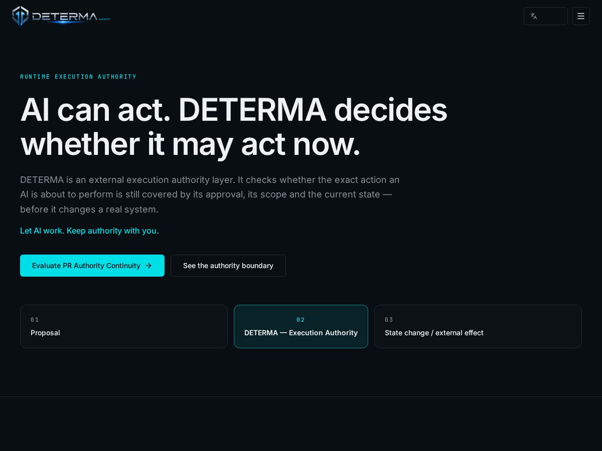 Landing-page snapshot of determa.systems