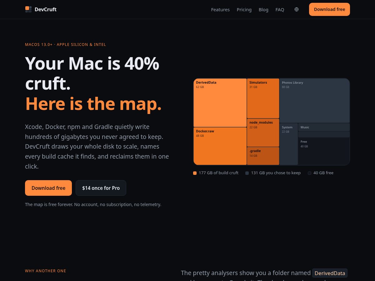 Landing-page snapshot of devcruft.com