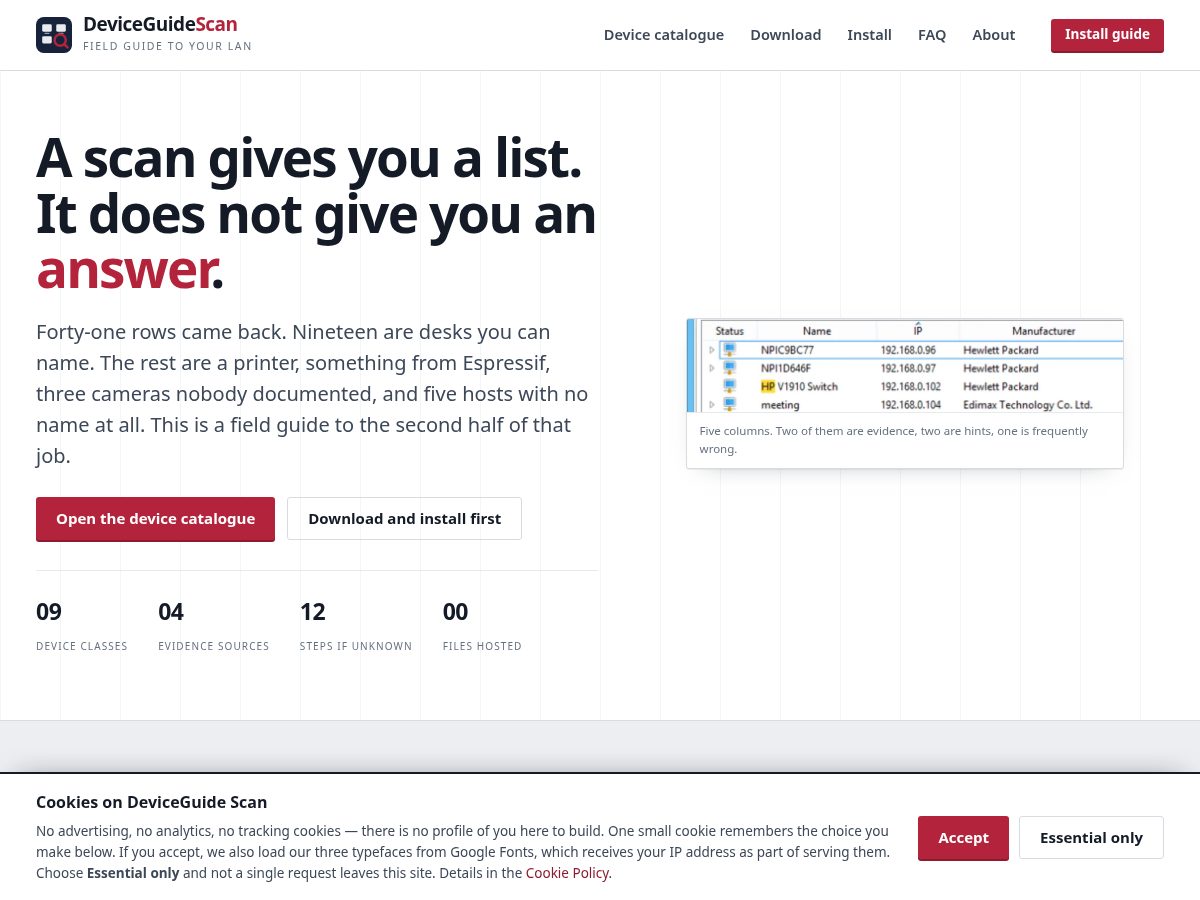Landing-page snapshot of device-guide-scan.network
