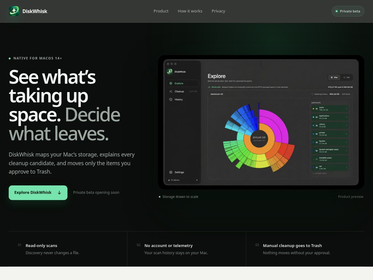 Landing-page snapshot of diskwhisk.com
