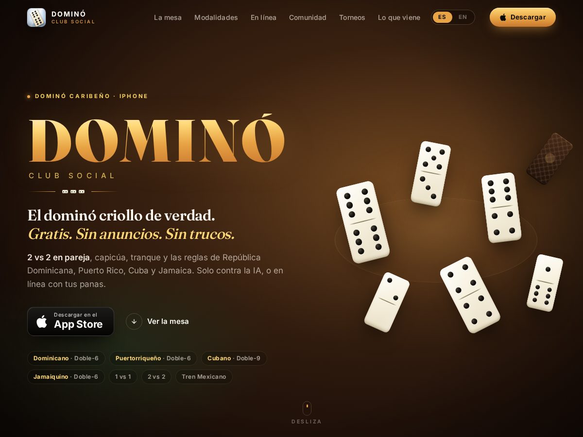 Landing-page snapshot of dominoclubsocial.com