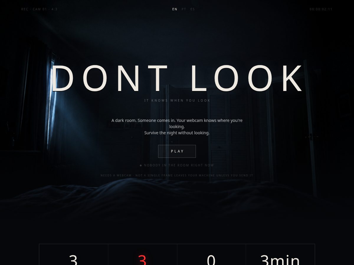 Landing-page snapshot of dontlookgame.com