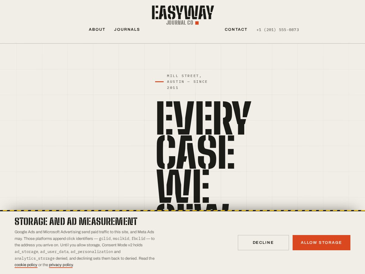 Landing-page snapshot of easywayjournal.com
