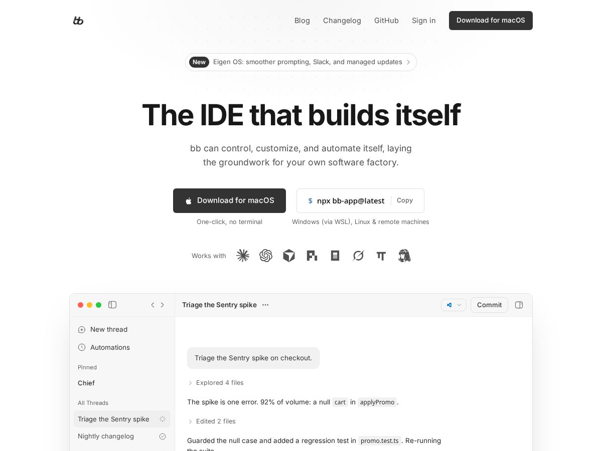 Landing-page snapshot of eigenos.org