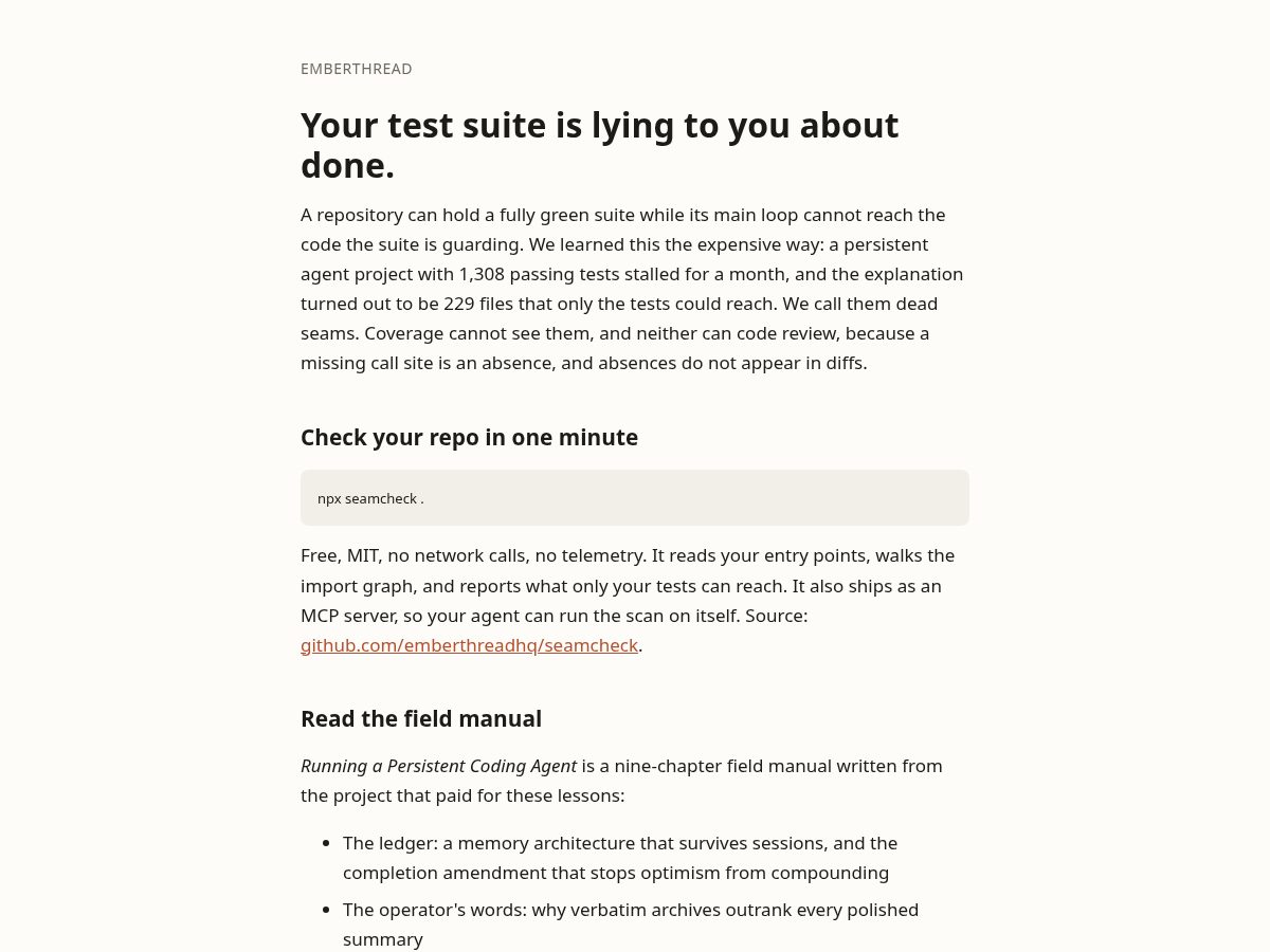 Landing-page snapshot of emberthread.dev