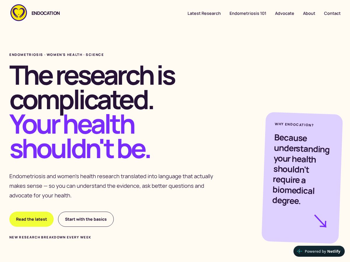 Landing-page snapshot of endocation.org