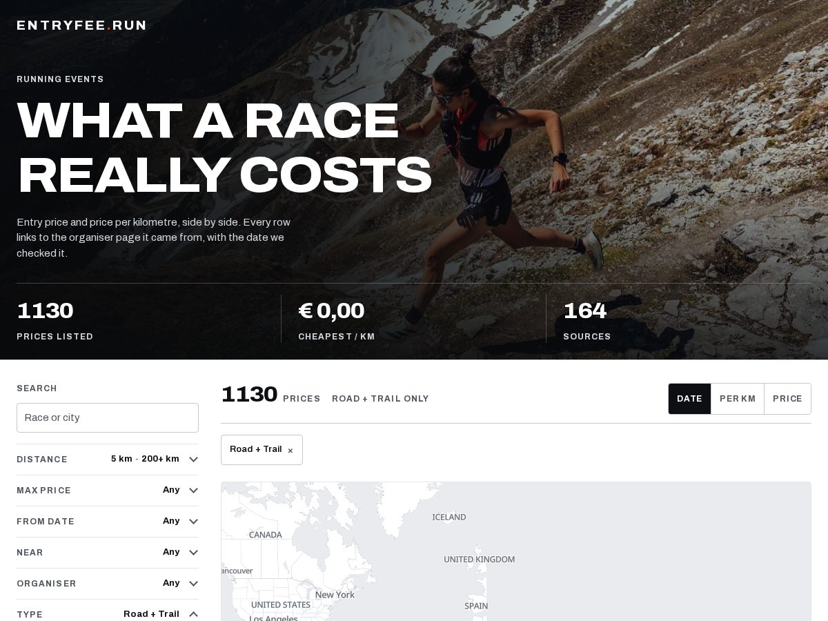 Landing-page snapshot of entryfee.run