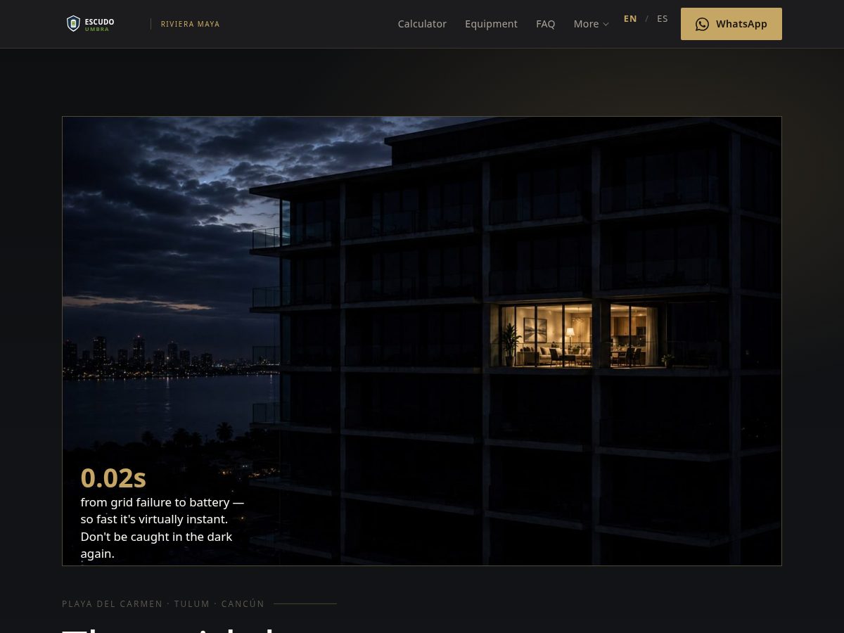 Landing-page snapshot of escudoumbra.com