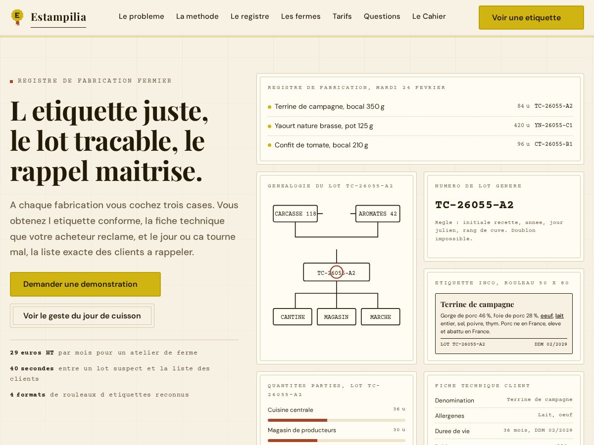 Landing-page snapshot of estampilia.com