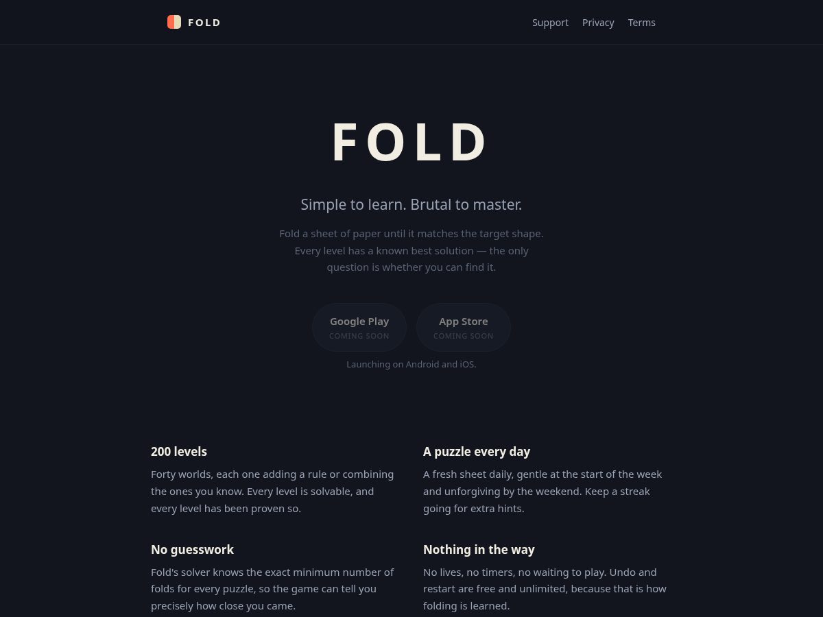 Landing-page snapshot of foldpuzzle.com