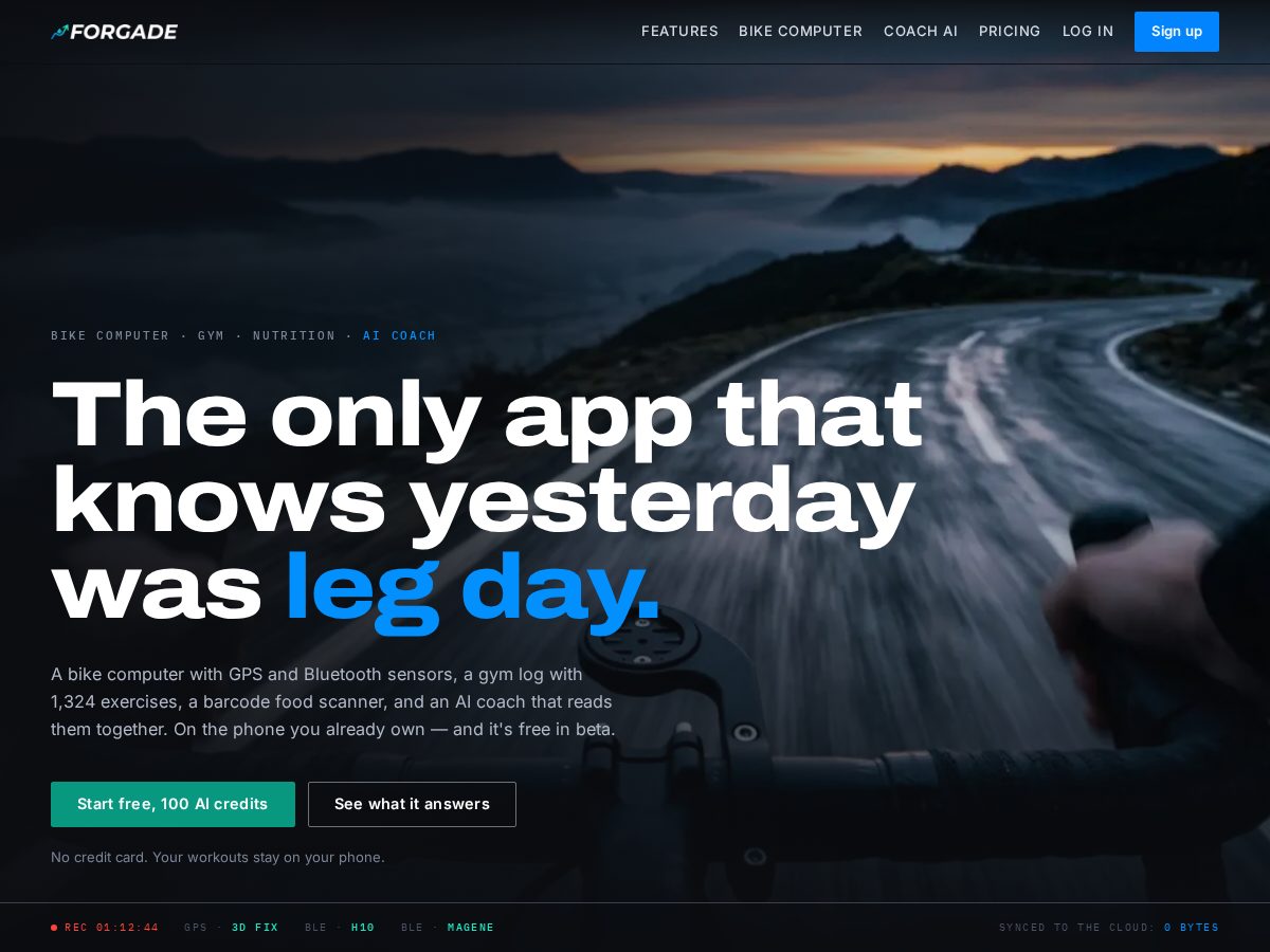 Landing-page snapshot of forgade.com