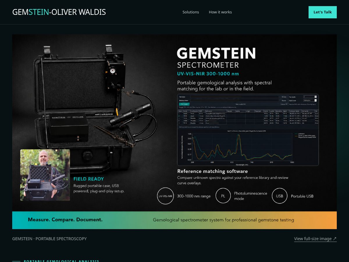Landing-page snapshot of gemstein-spectrometer.com
