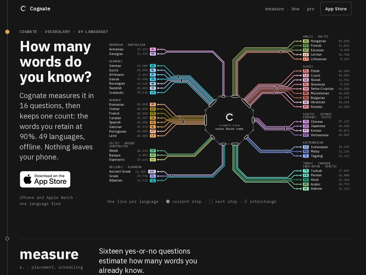 Landing-page snapshot of getcognate.app