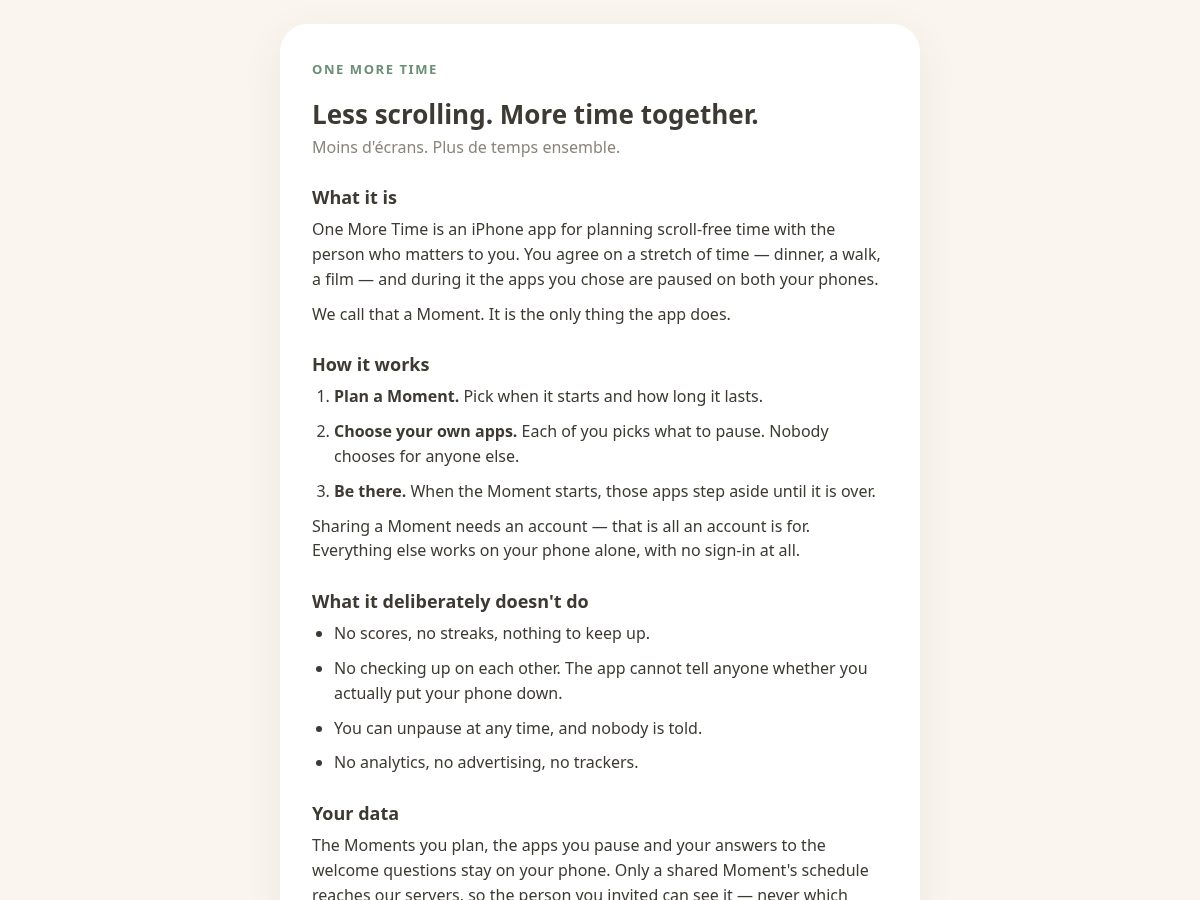 Landing-page snapshot of getonemoretime.com