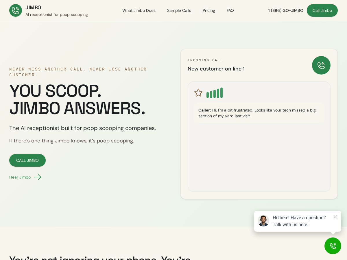 Landing-page snapshot of gotjimbo.com