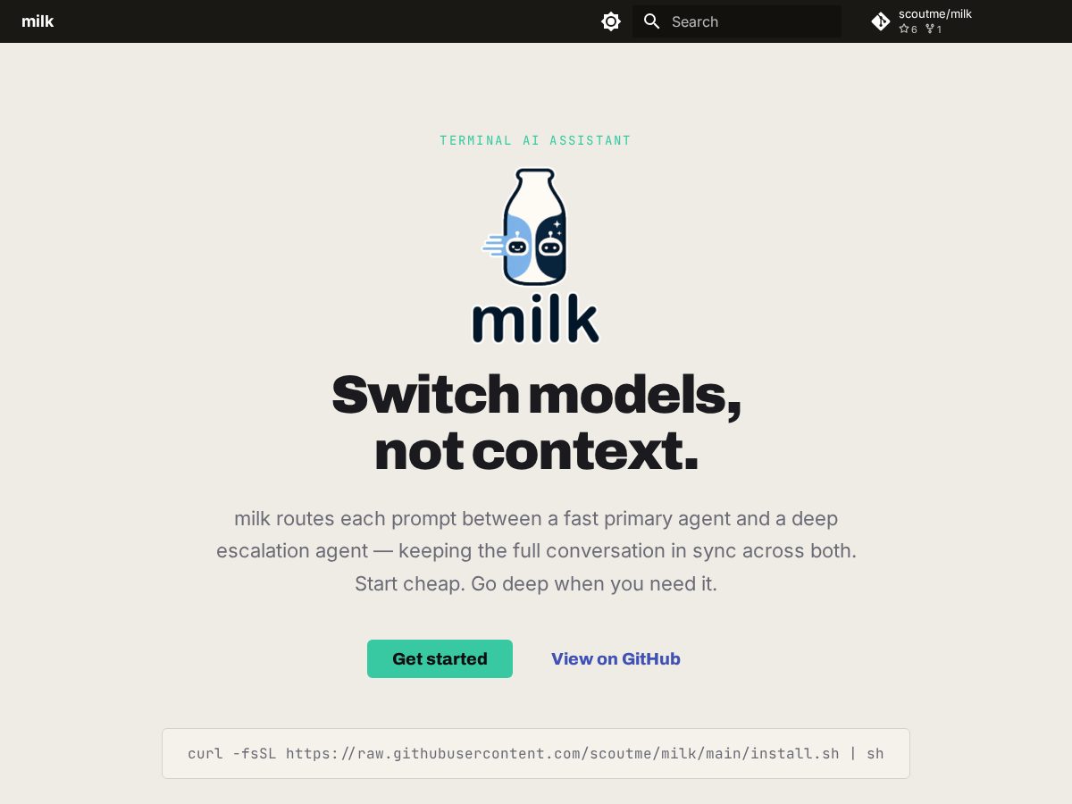 Landing-page snapshot of gotmilk.dev