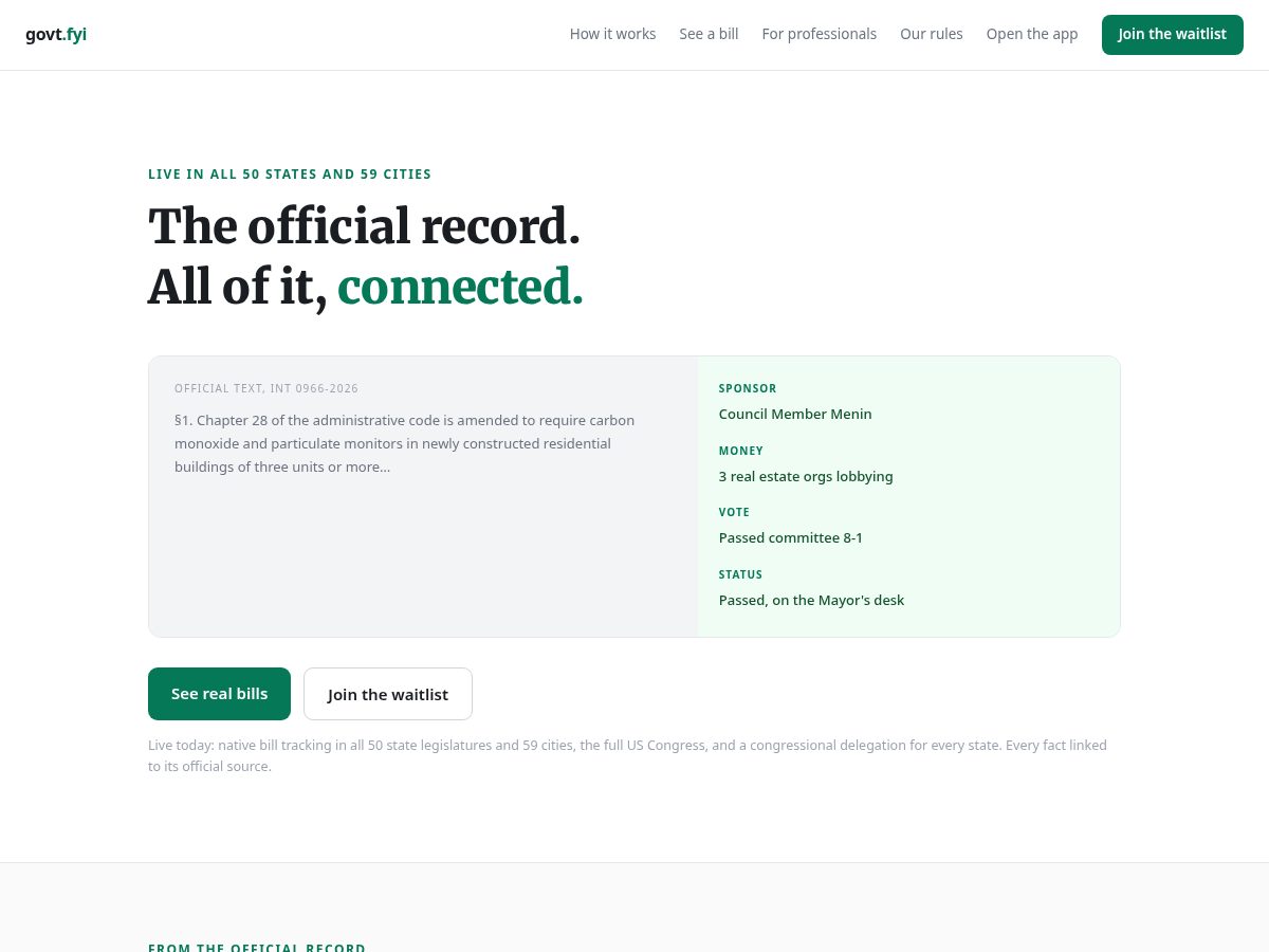 Landing-page snapshot of govt.fyi