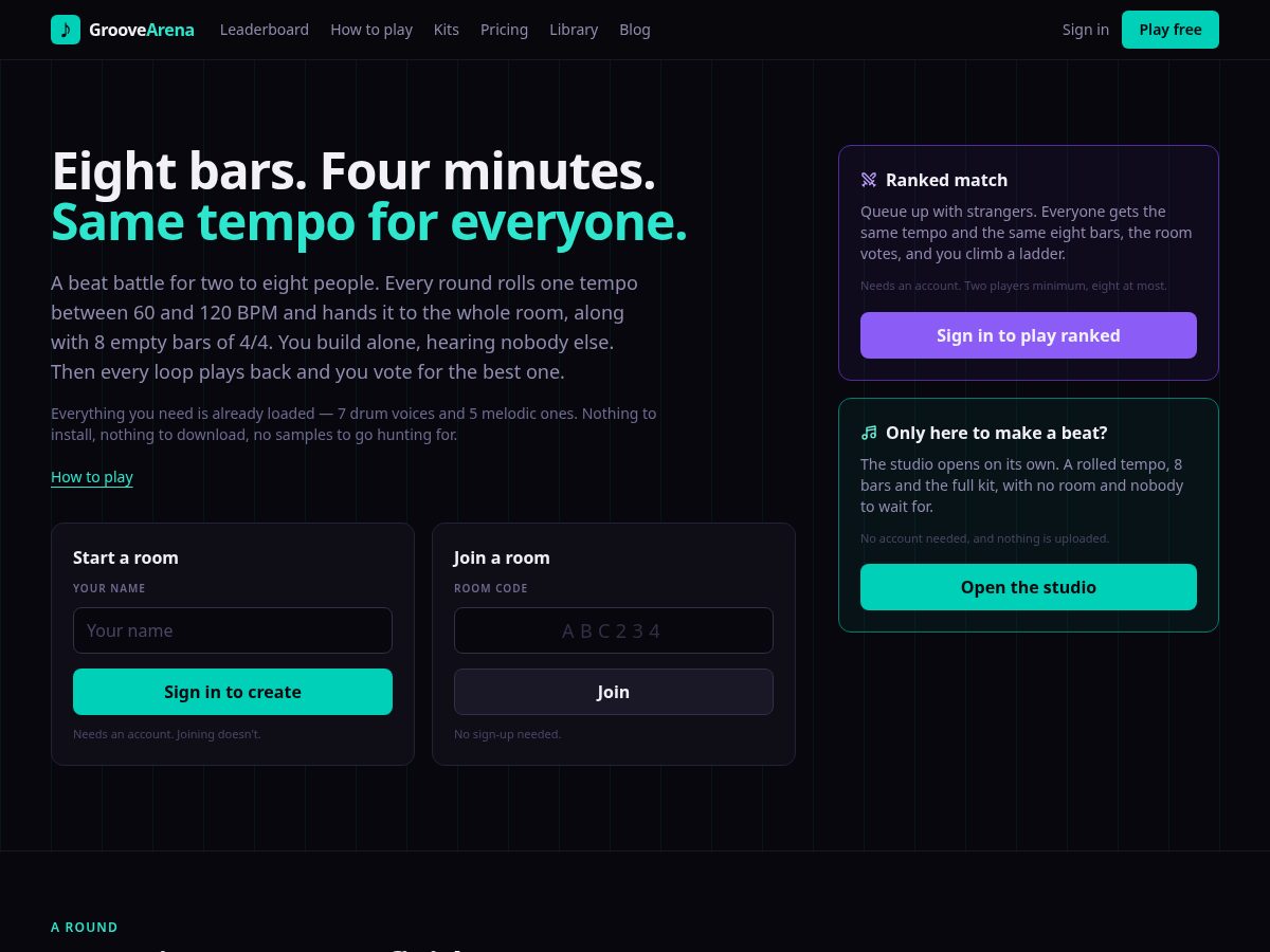 Landing-page snapshot of groovearena.com