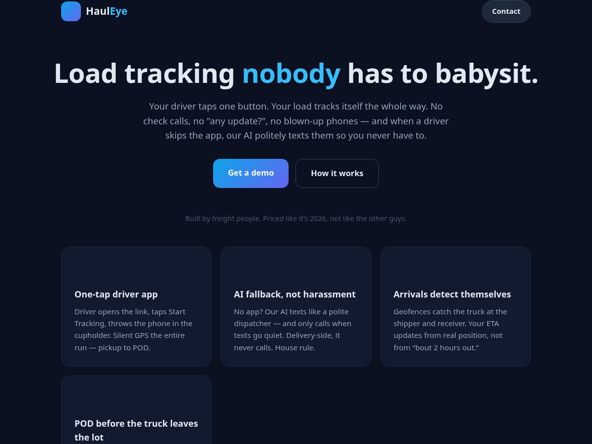 Landing-page snapshot of hauleye.com