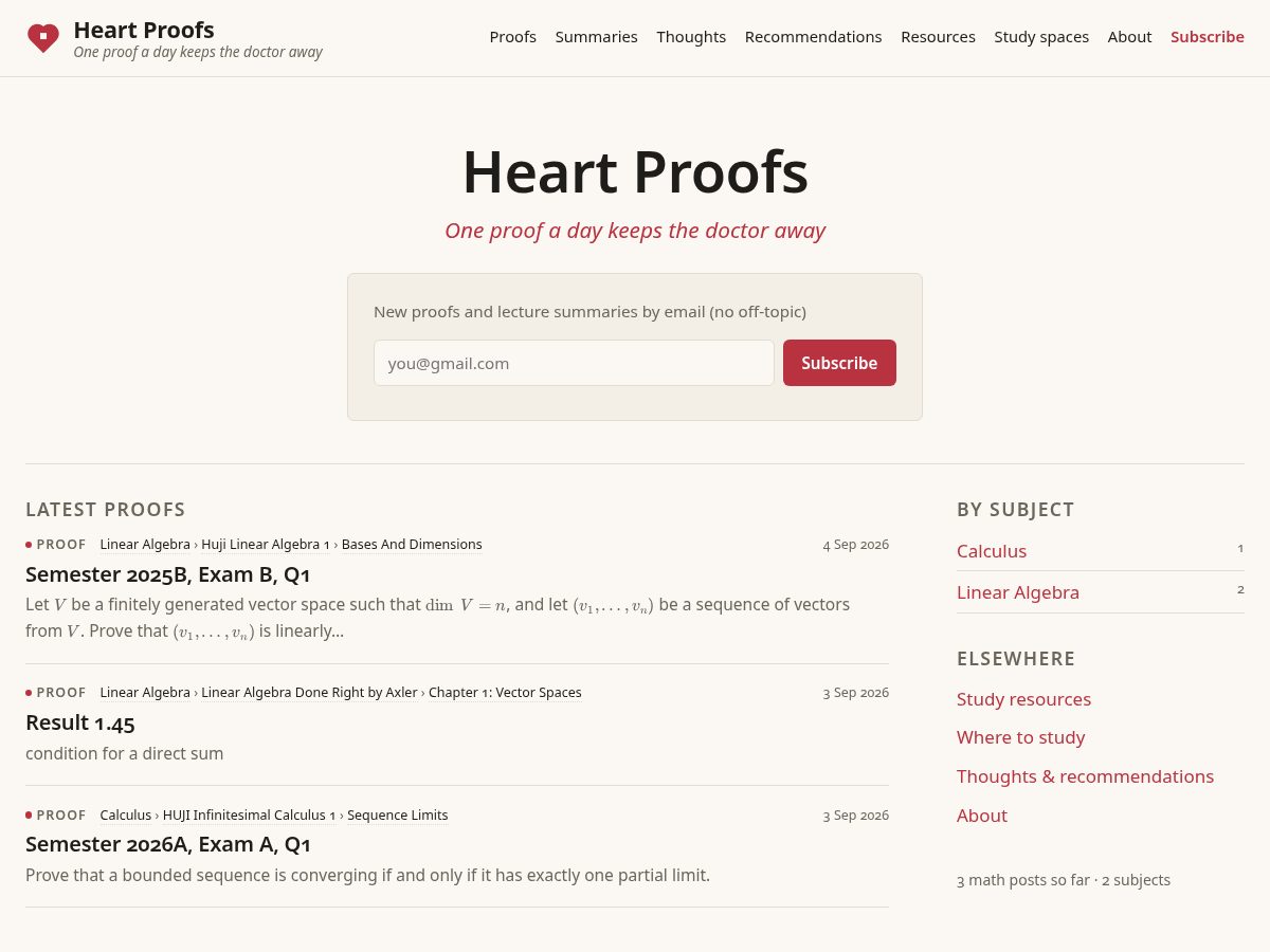 Landing-page snapshot of heartproofs.com