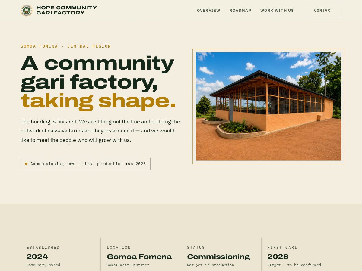 Landing-page snapshot of hopegari.com