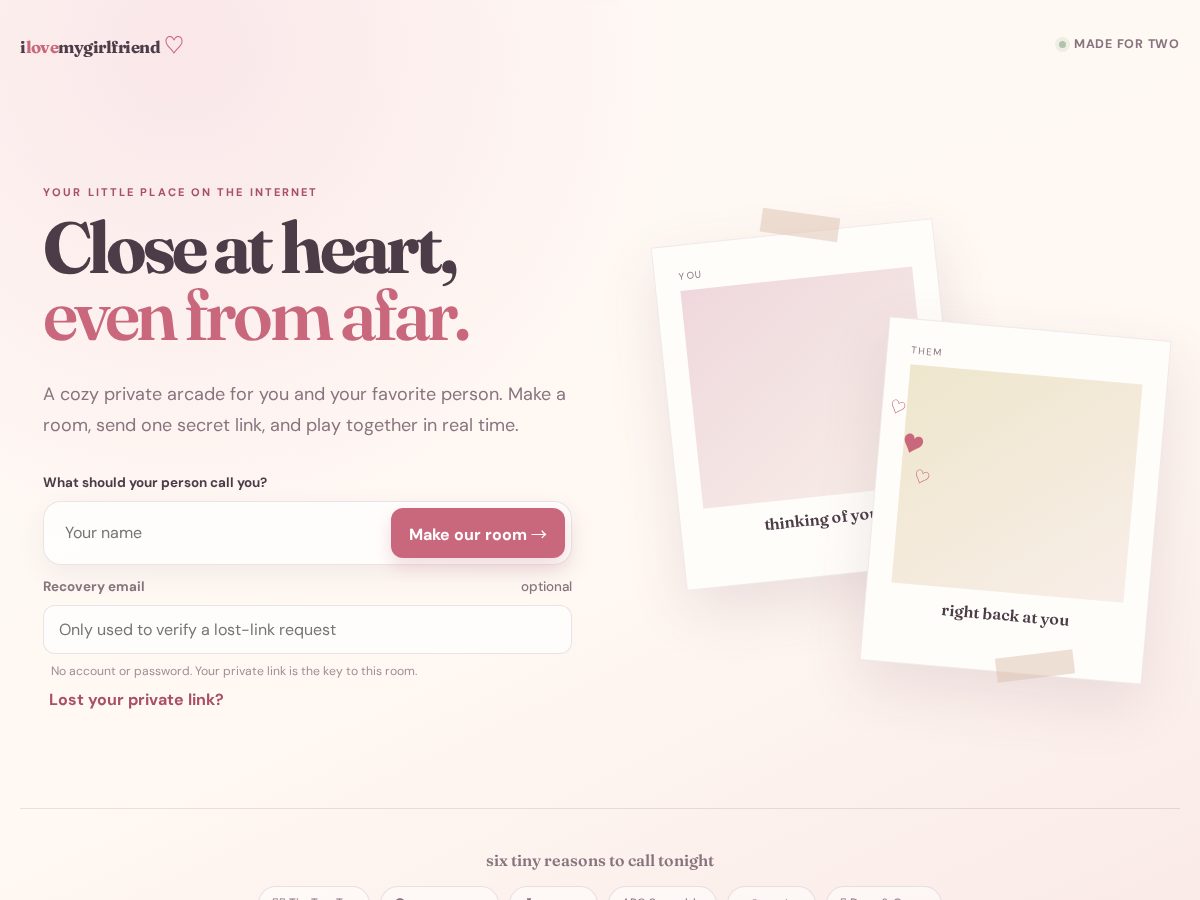 Landing-page snapshot of ilovemygirlfriend.lol