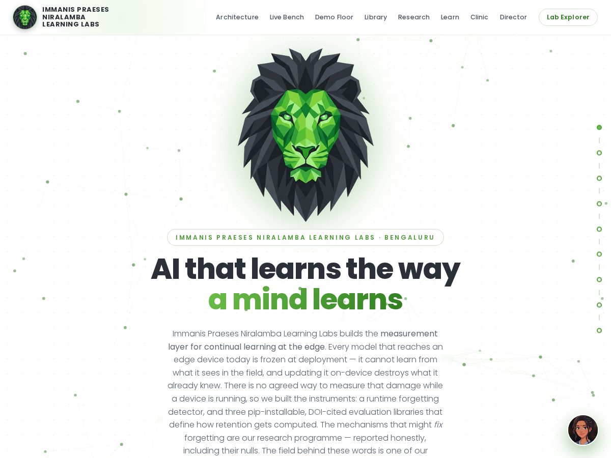 Landing-page snapshot of immanispraeseslabs.com