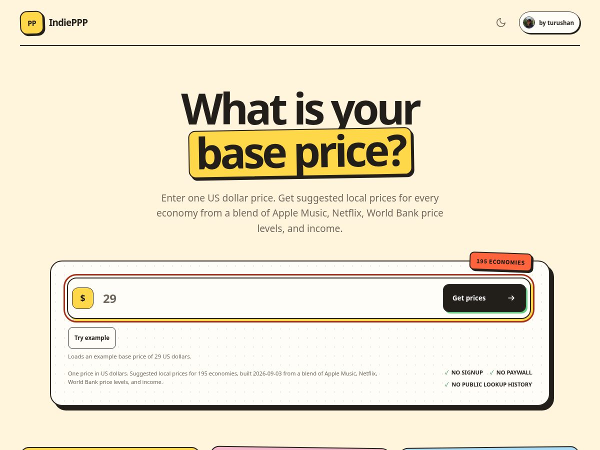Landing-page snapshot of indieppp.com