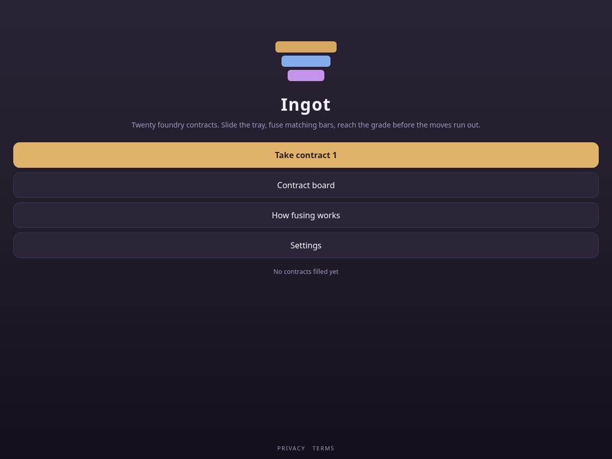 Landing-page snapshot of ingot-game.online