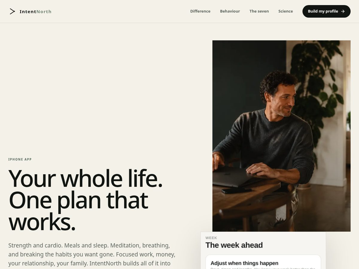 Landing-page snapshot of intentnorth.app