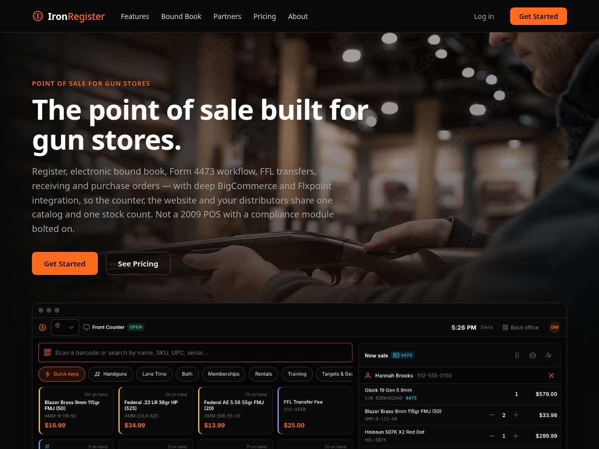 Landing-page snapshot of ironregister.com