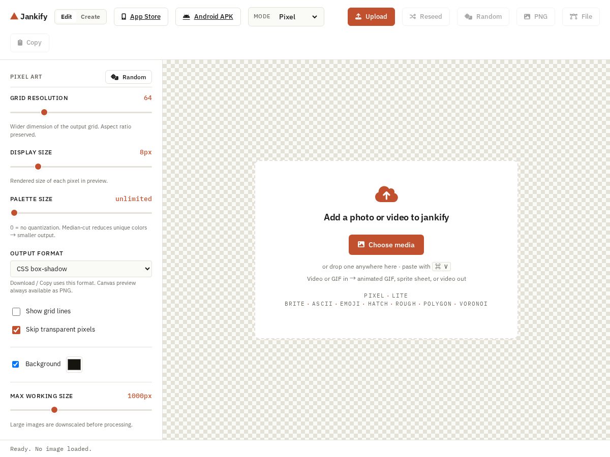 Landing-page snapshot of jankify.app